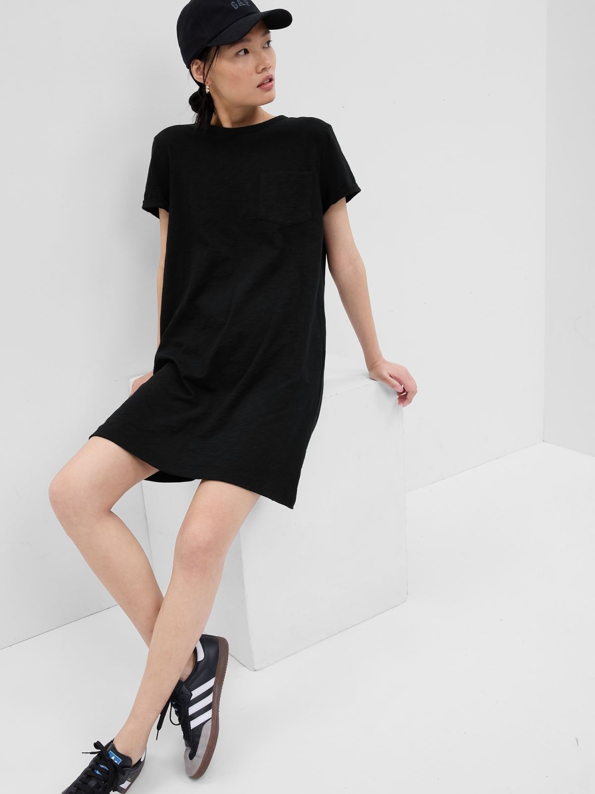 Μαύρο Pocket T-Shirt Φόρεμα-584494002