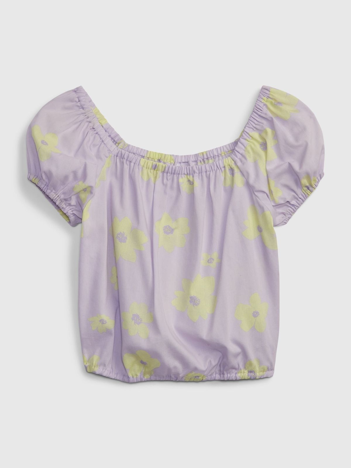 Μωβ Παιδικό Linen Puff Sleeve Τοπ-603195002