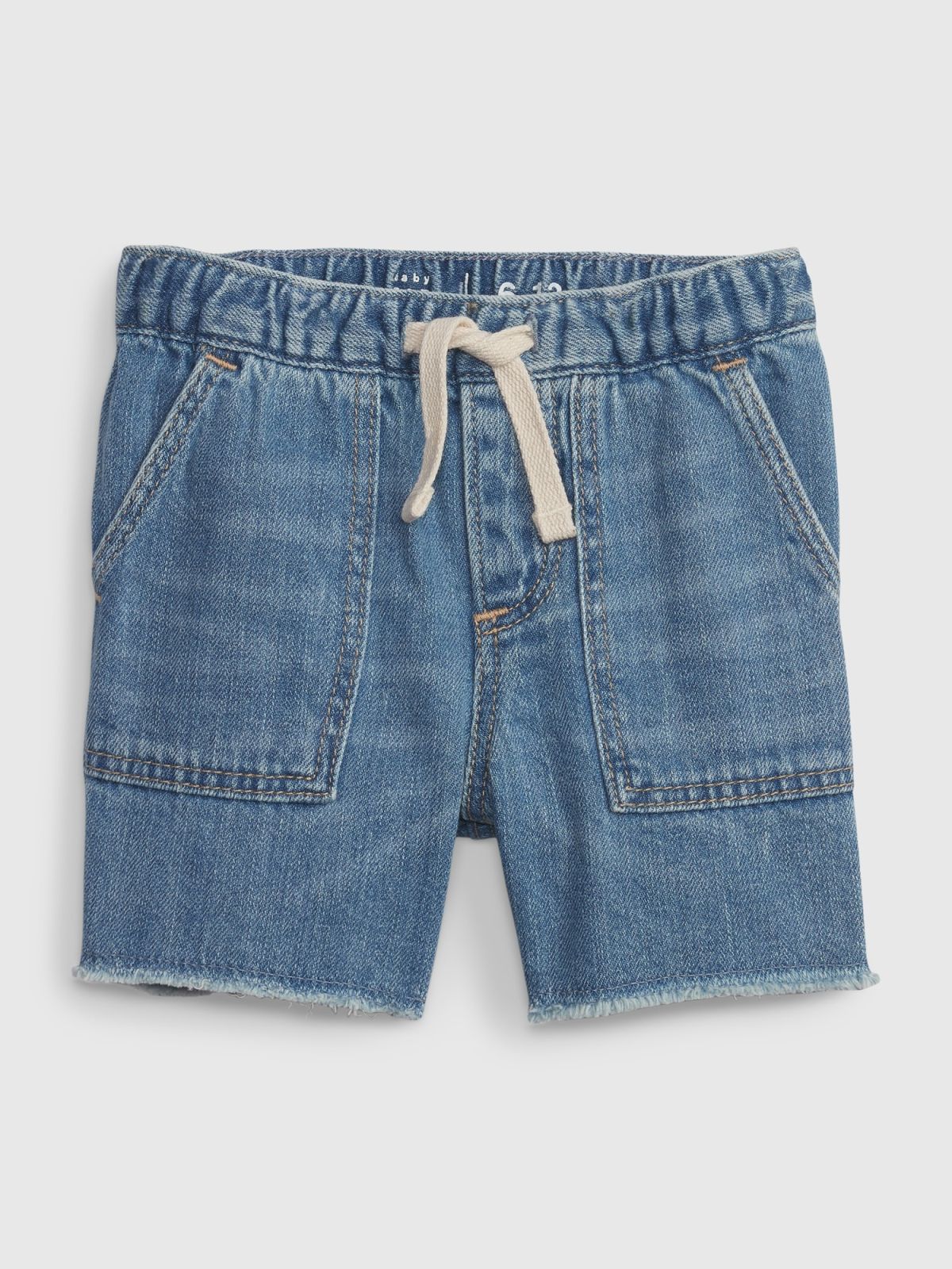 Μπλε Βρεφικό 100% Οργανικό Βαμβάκι Utility Denim Σορτς με Washwell-599621000