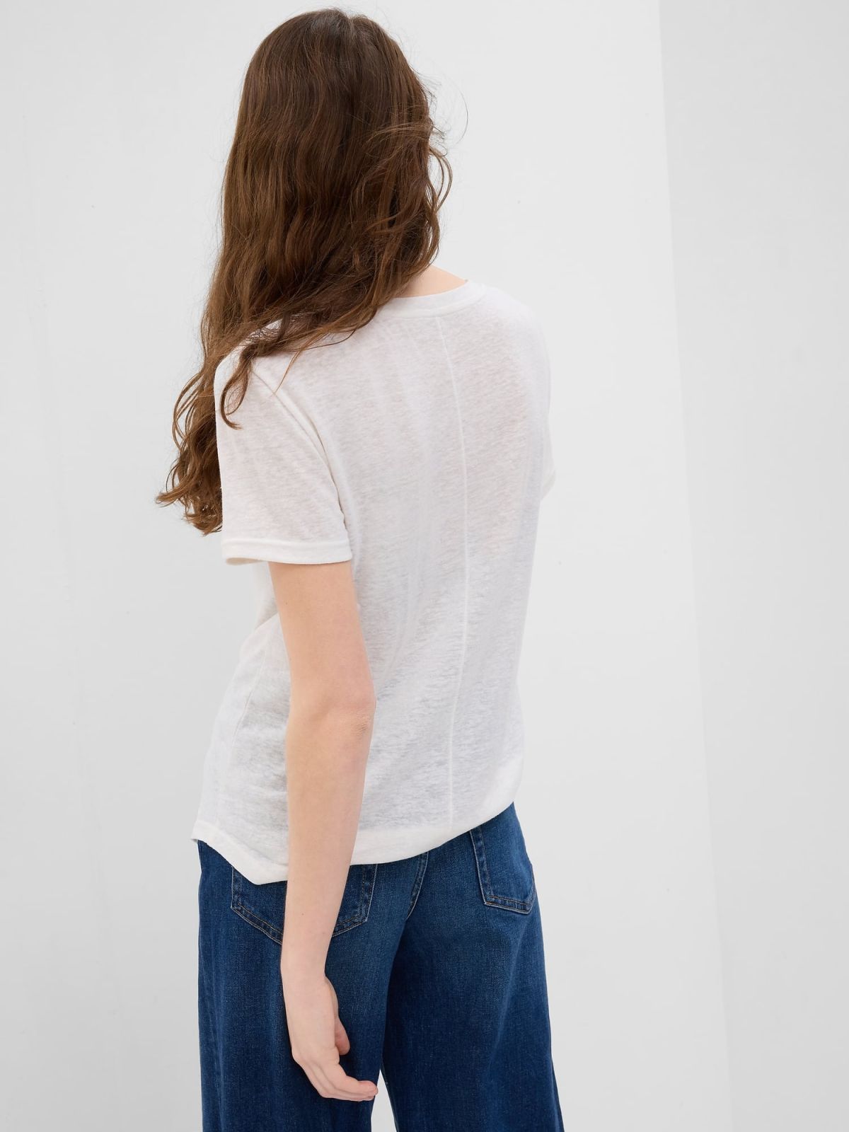 Άσπρη Linen-Blend Μπλούζα-540638004