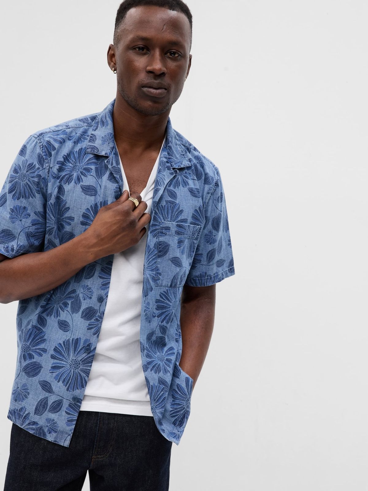 Printed Chambray Vacay Shirt-585814000