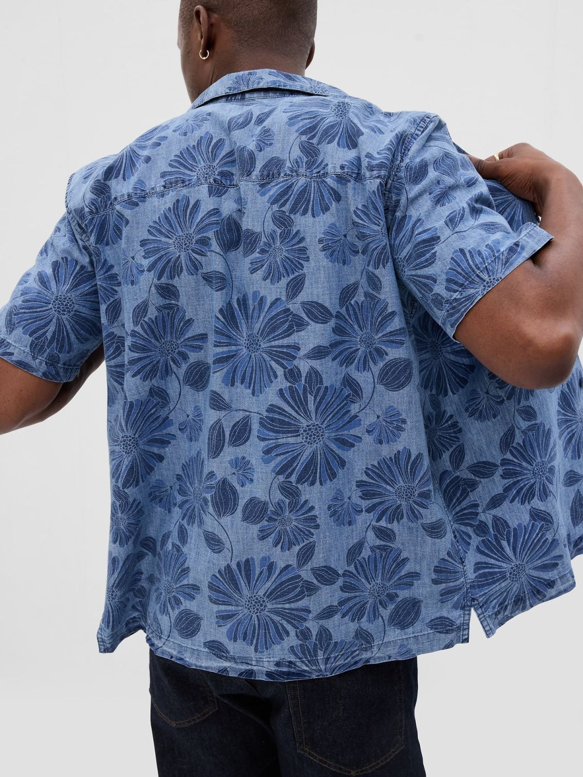 Μπλε Printed Chambray Vacay Πουκάμισο-585814000