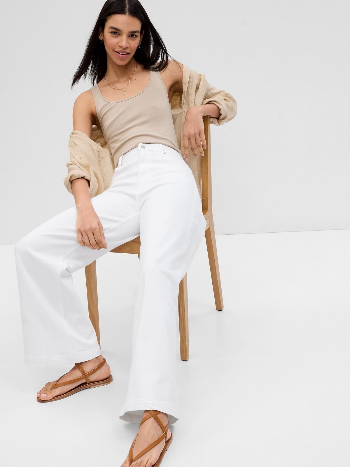 Μπεζ High Rise Stride Ankle Jean Παντελόνι με Washwell-570897000