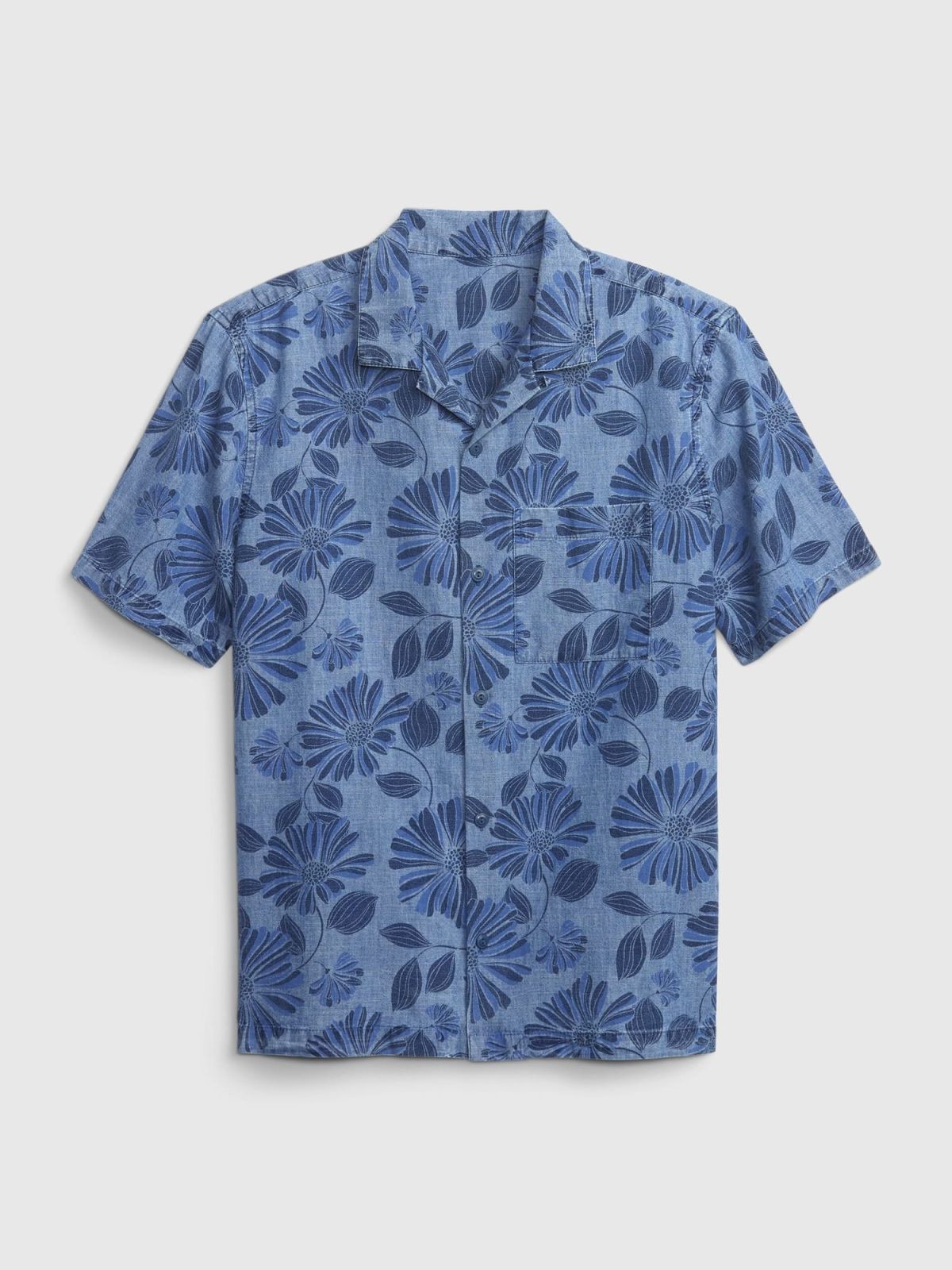 Μπλε Printed Chambray Vacay Πουκάμισο-585814000