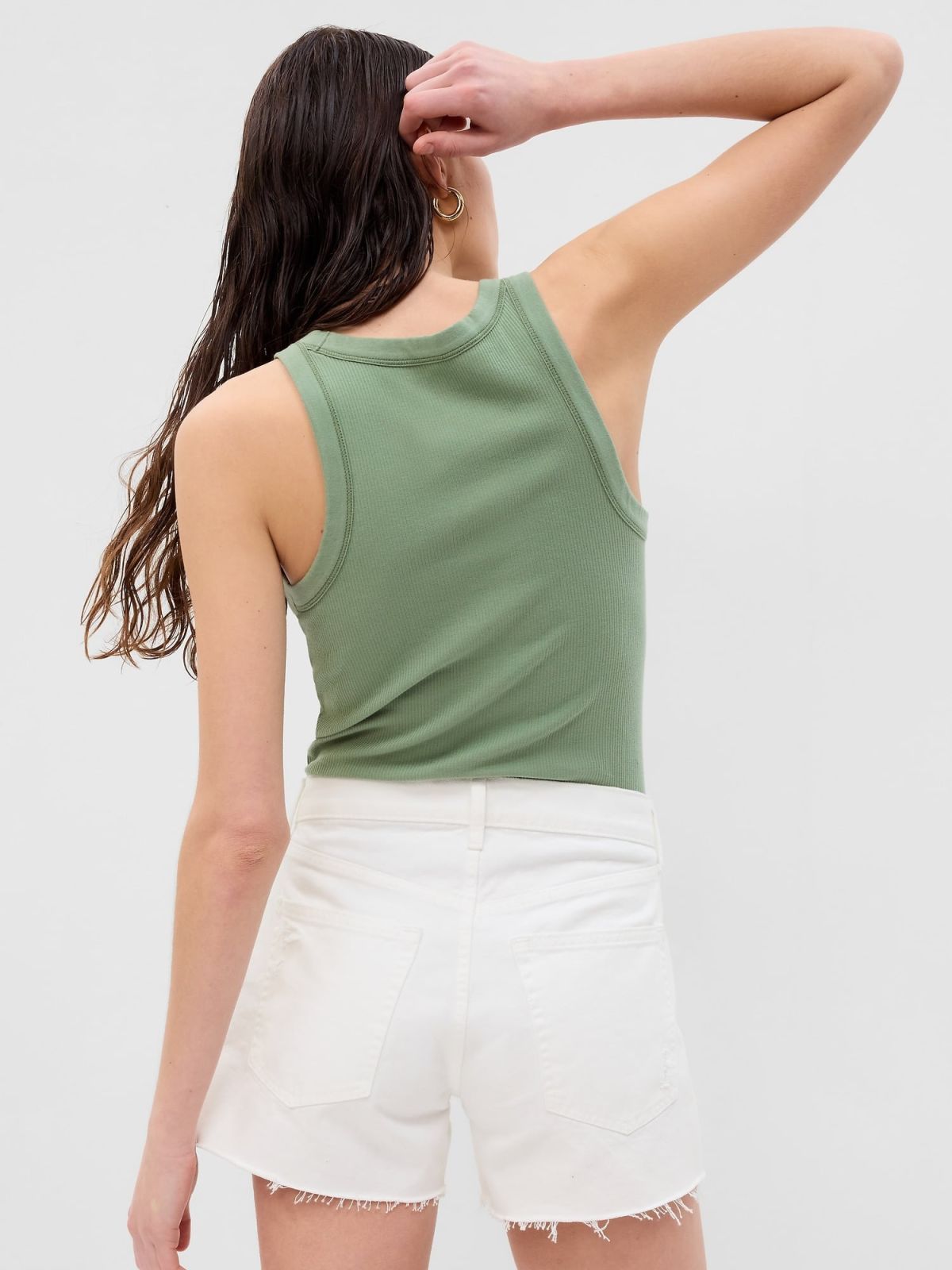 Πράσινο Rib Halter Αμάνικο Τοπ-540641007