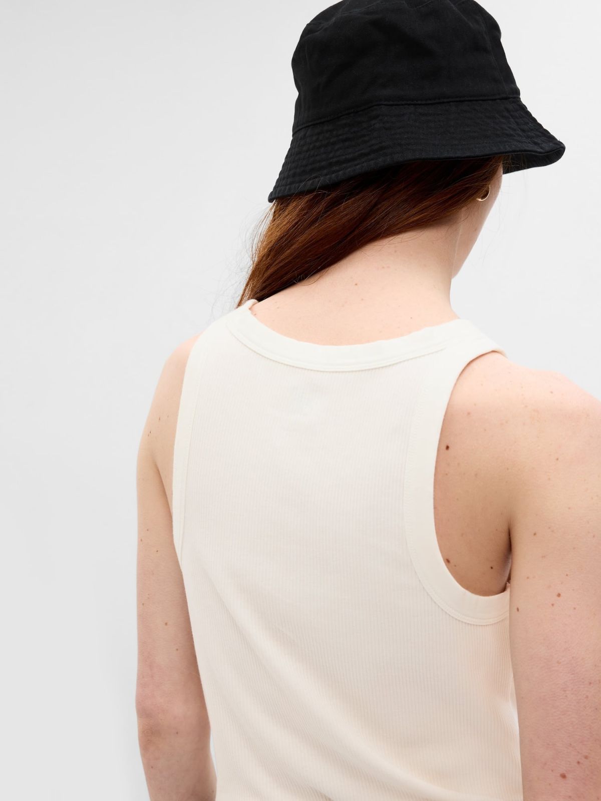 Άσπρο Rib Halter Αμάνικο Τοπ-540641005