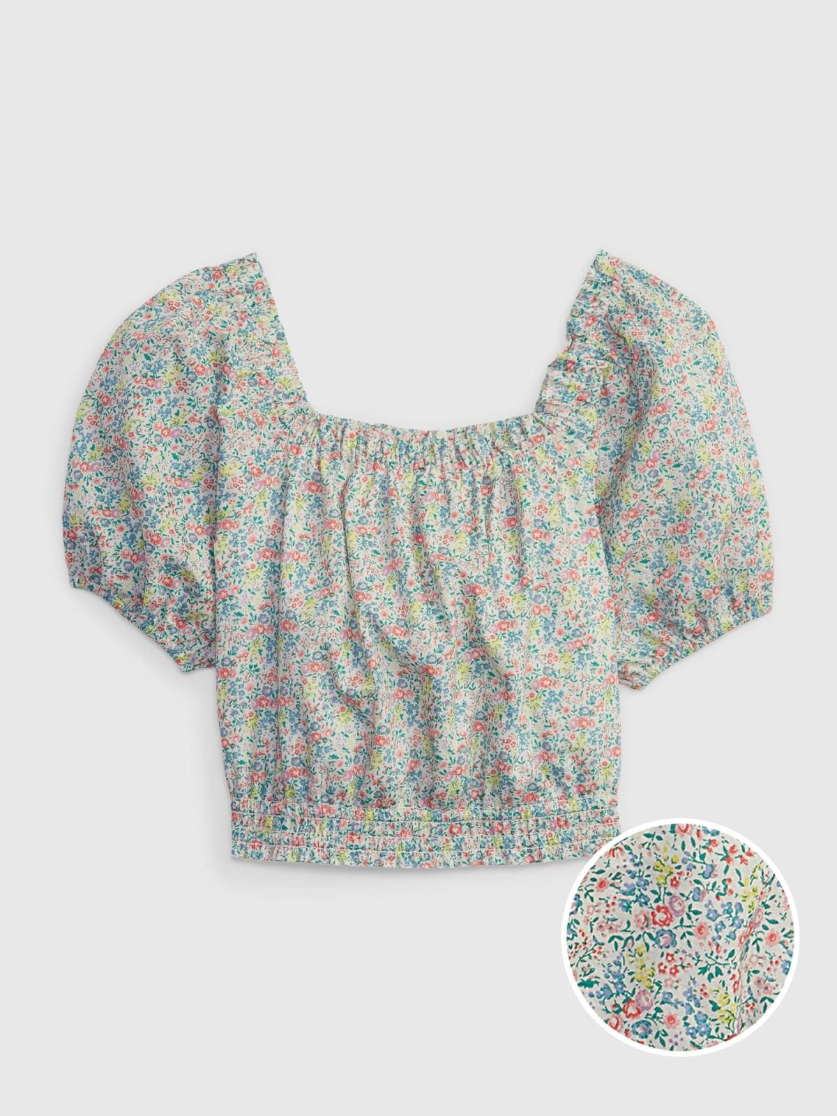 Multi Παιδικό Linen-Cotton Puff Sleeve Τοπ-601092000