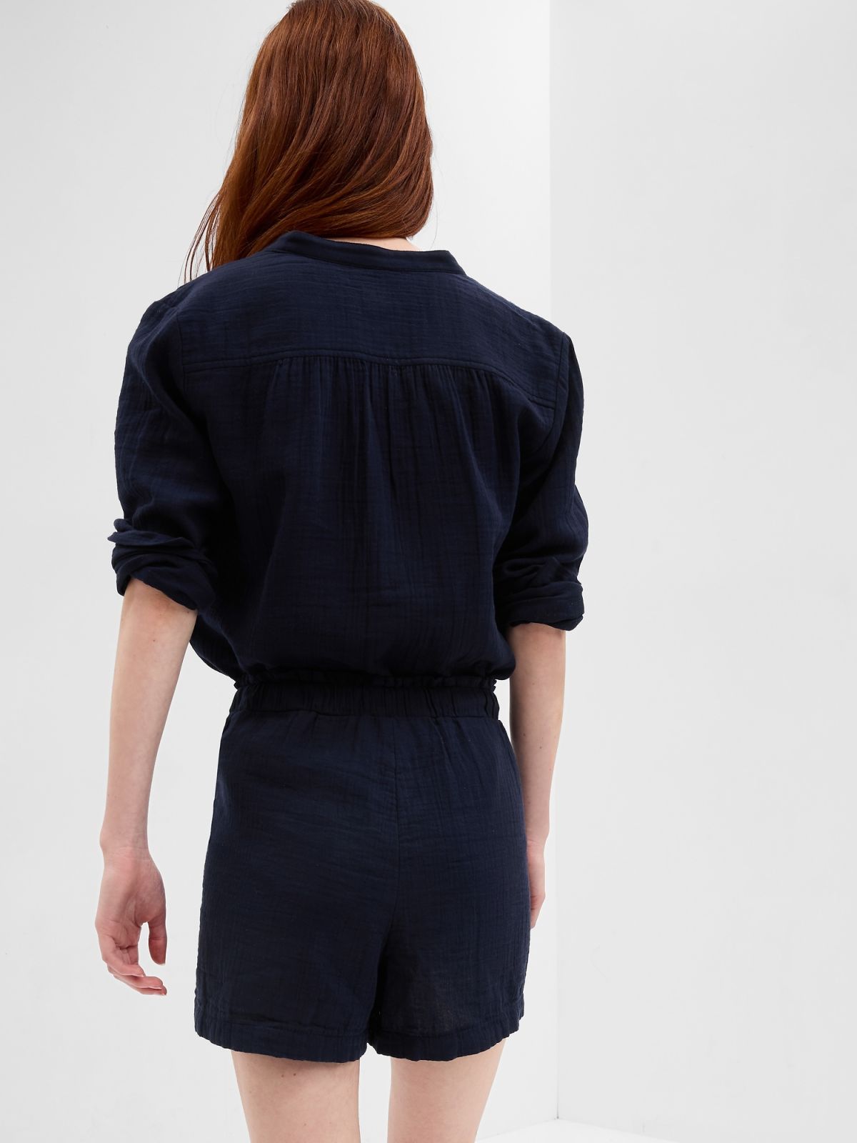 Μπλε Crinkle Gauze Σορτς-616696007