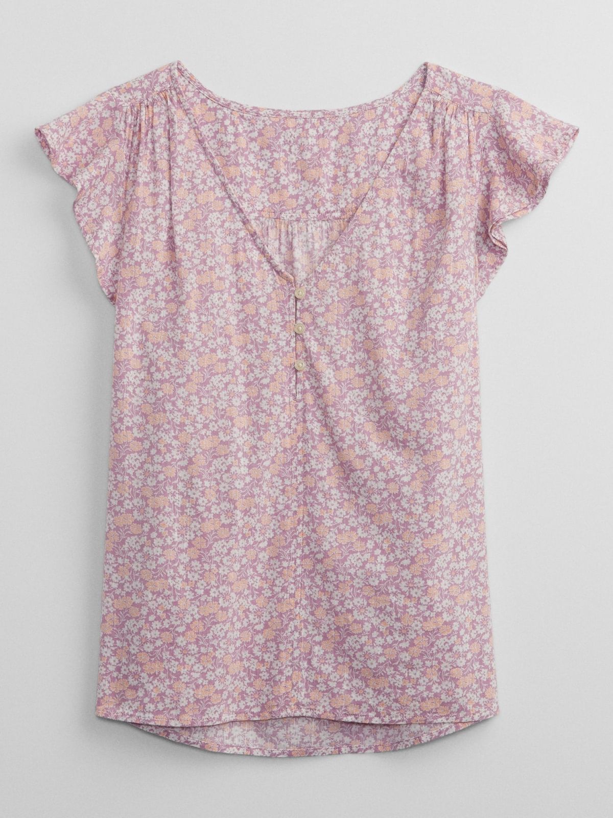 Μωβ V-Neck Flutter Μανίκι Τοπ-585492000