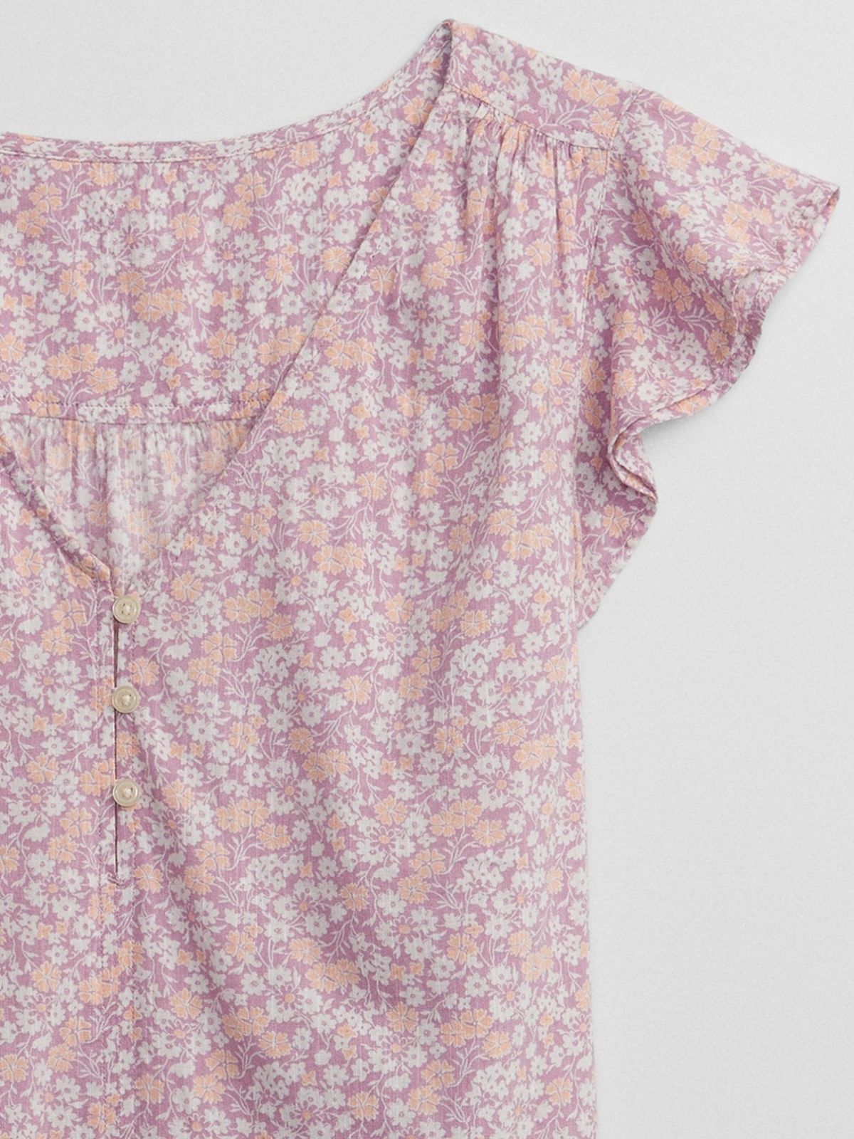 Μωβ V-Neck Flutter Μανίκι Τοπ-585492000