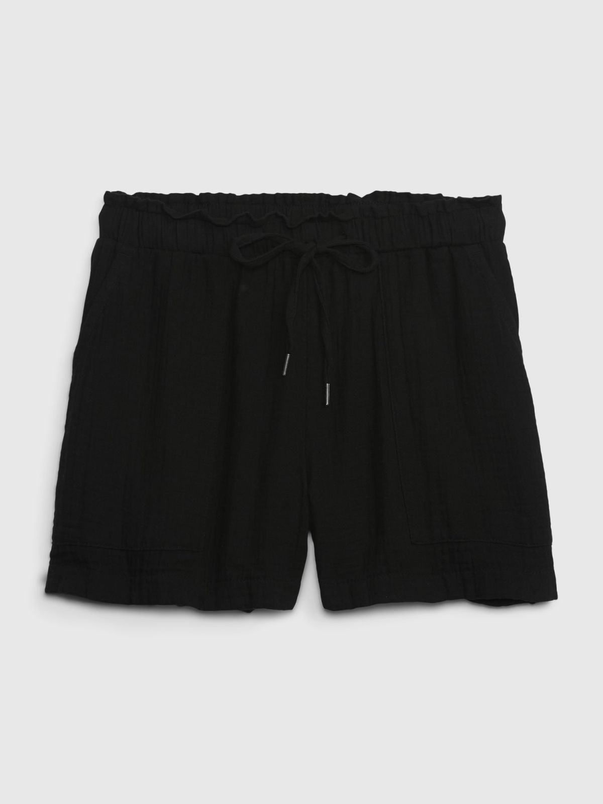 Μαύρο Crinkle Gauze Σορτς-616696002
