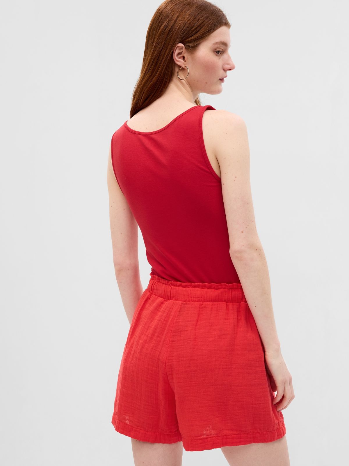 Κόκκινο Crinkle Gauze Σορτς-616696005