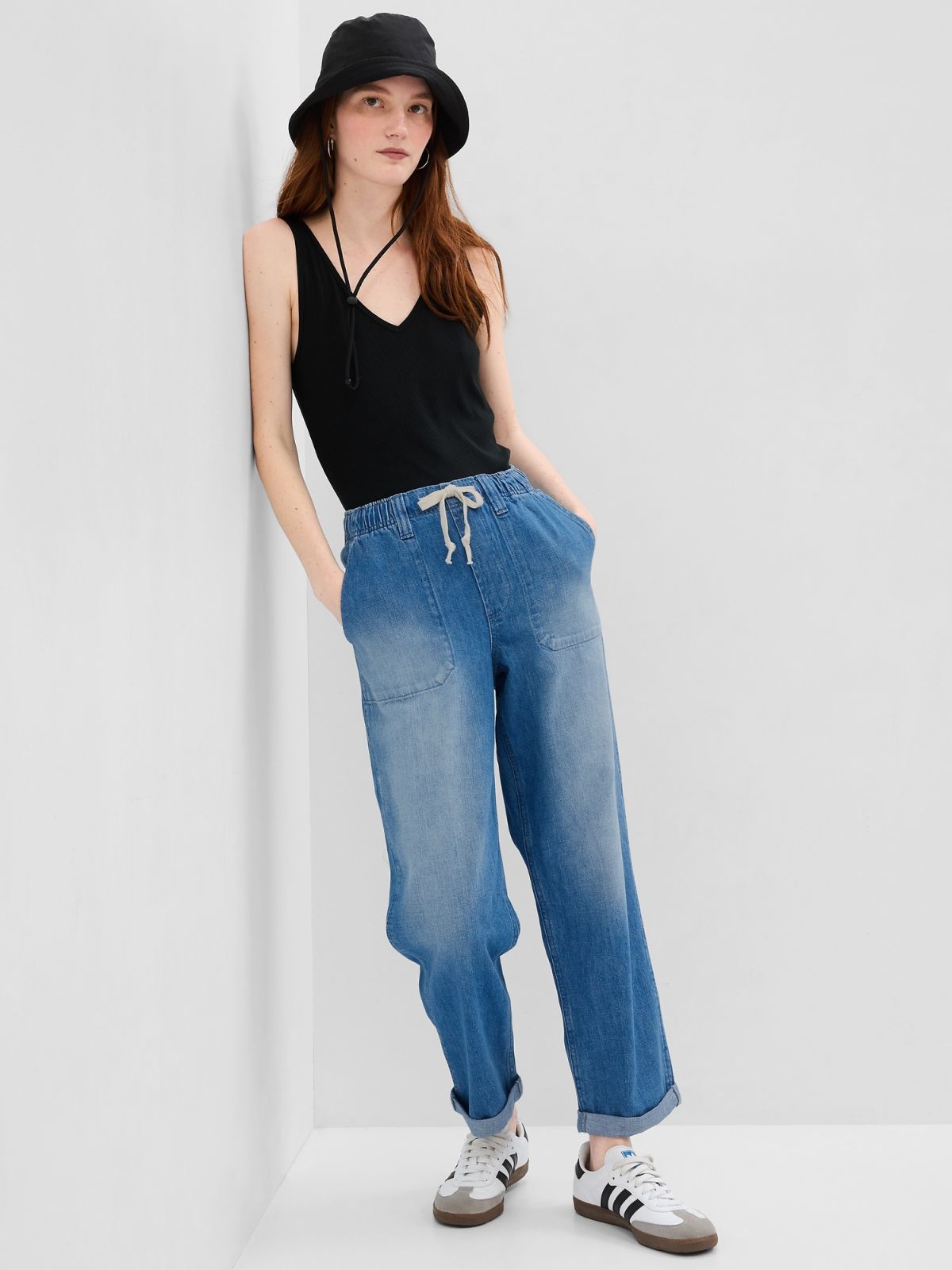 Mid Rise Easy Pull-On Jeans-660034000