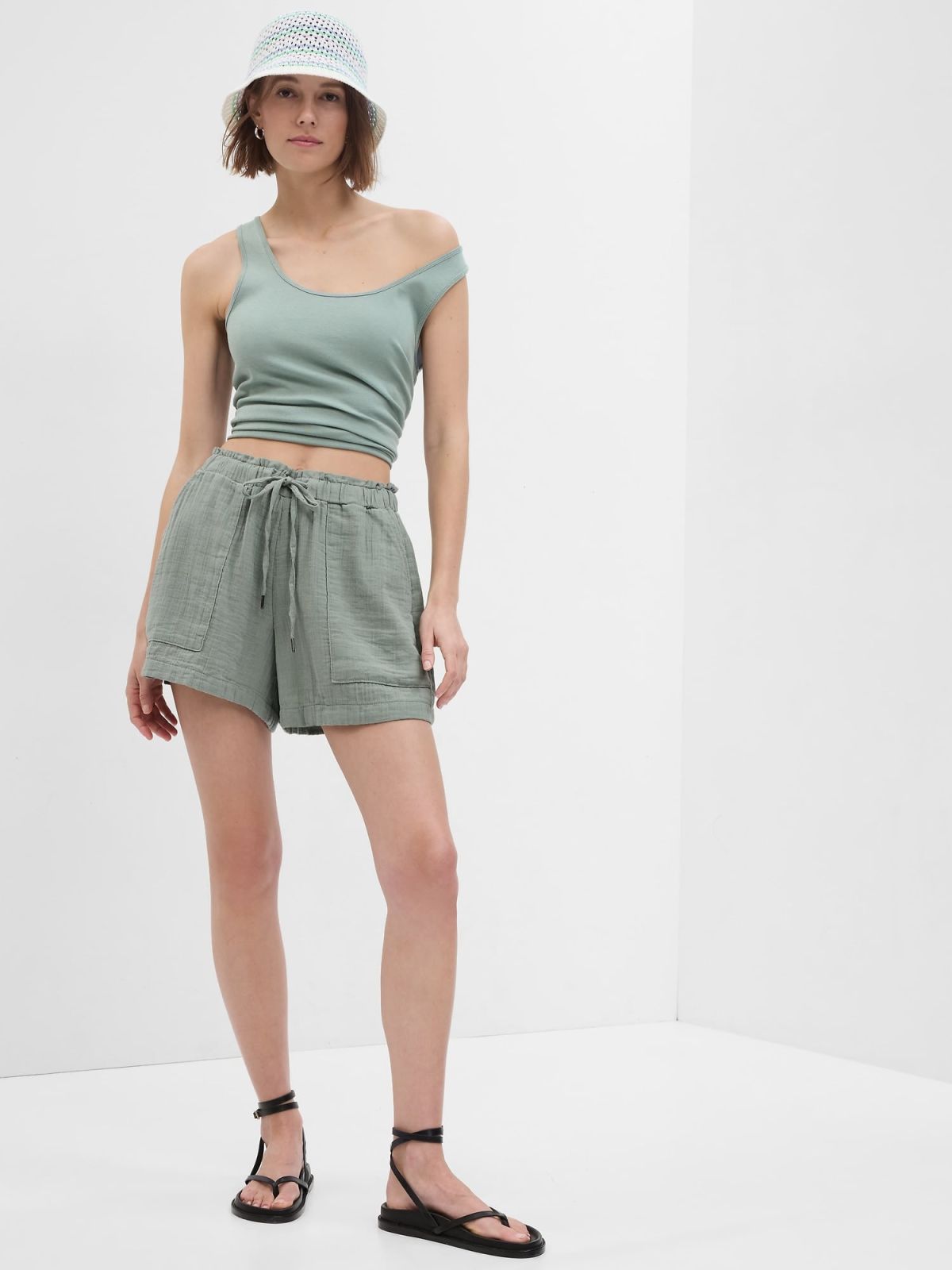 Crinkle Gauze Shorts-616696008