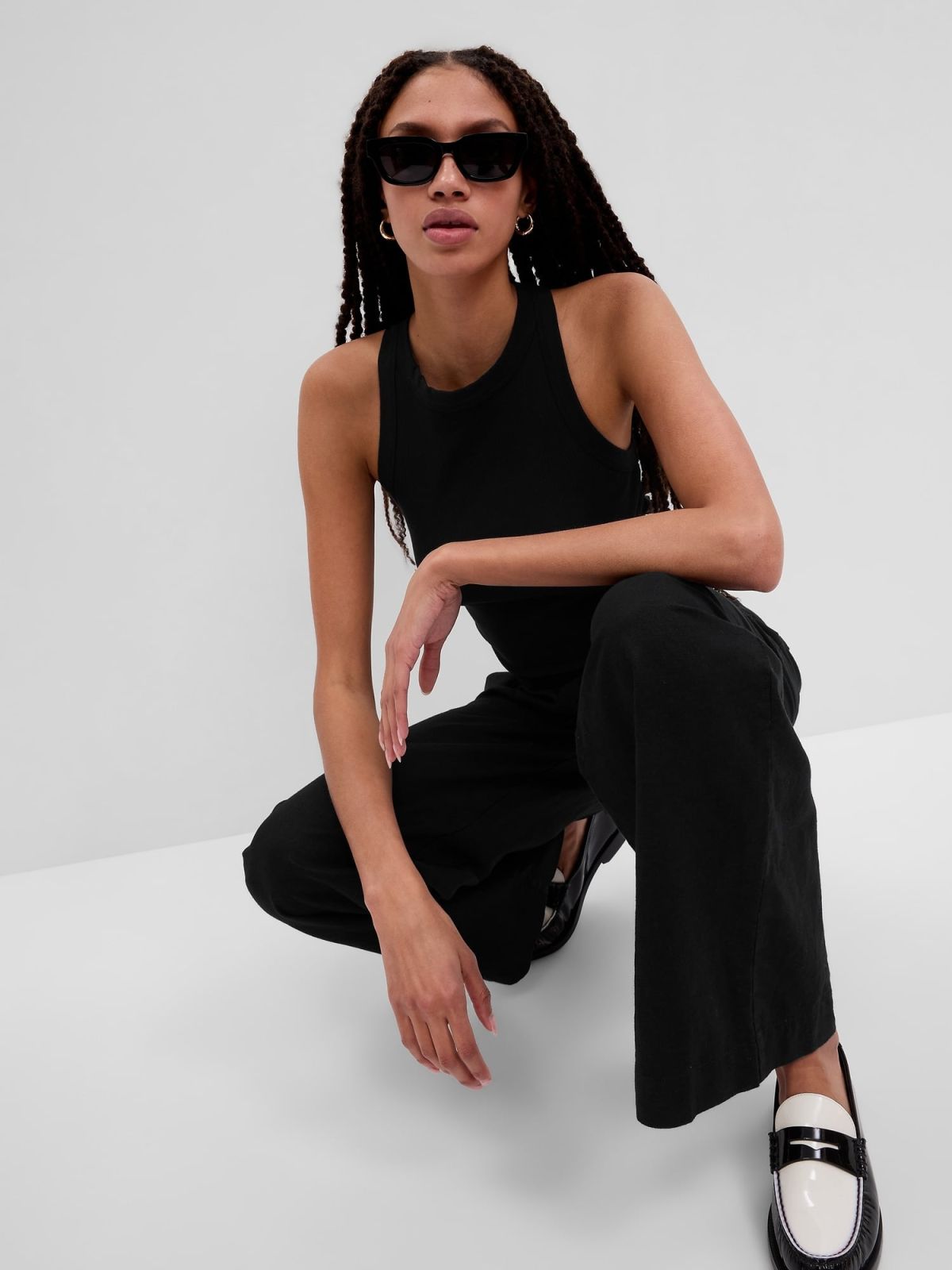Rib Halter Tank Top-540641006