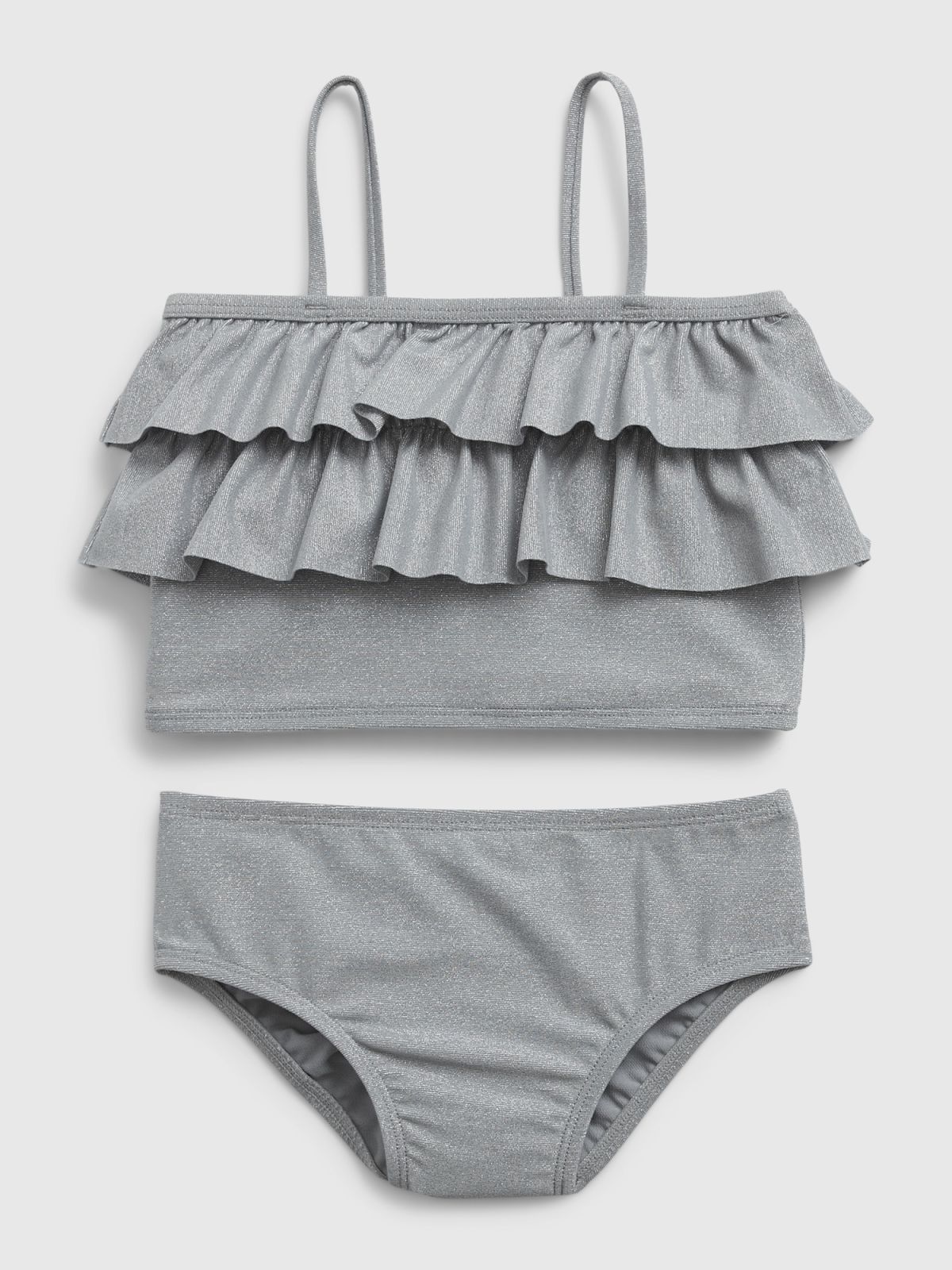 Γκρι Νηπιακό Metallic Ruffle Μαγιό Μπικίνι-641398000