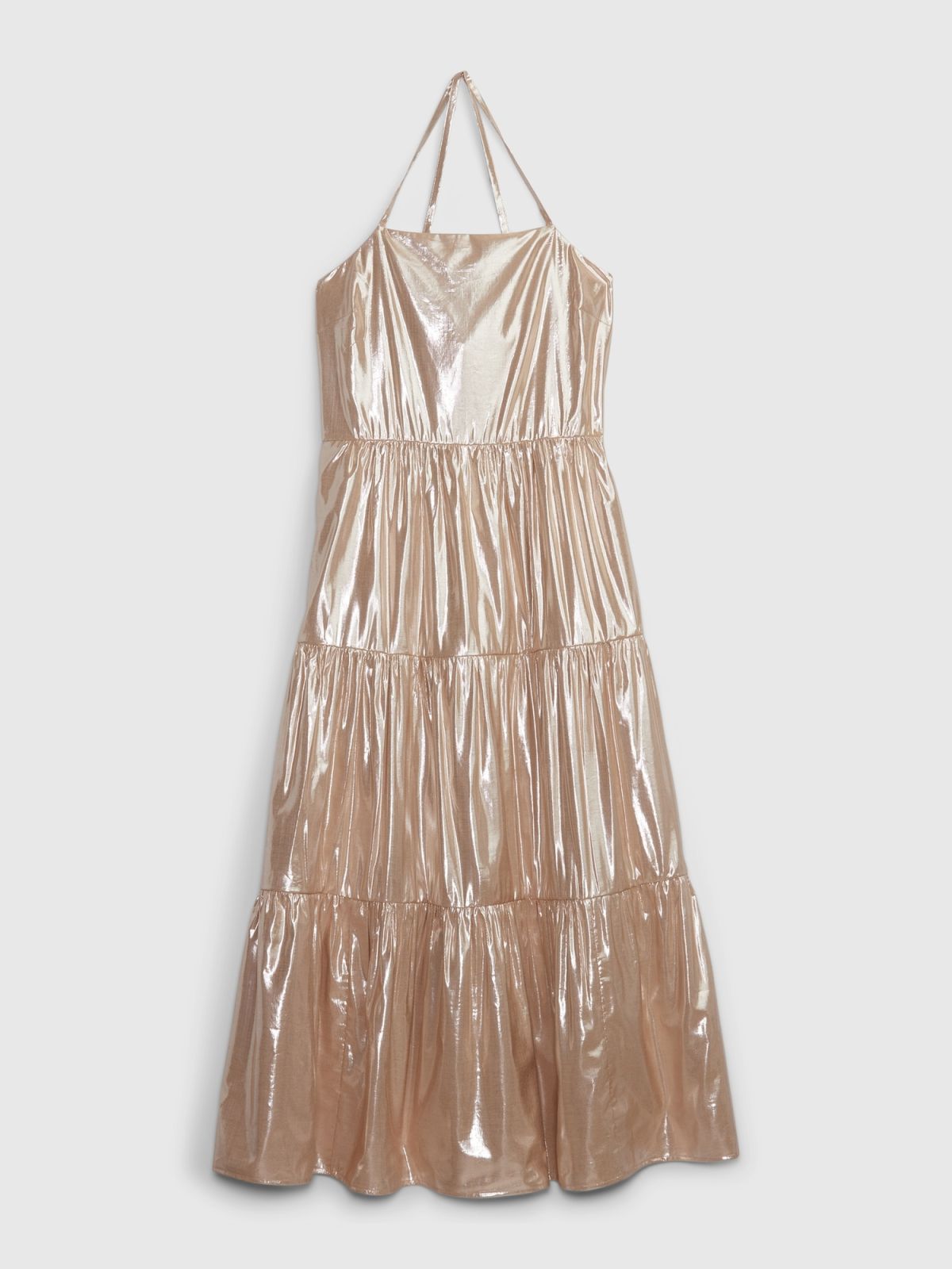 Χρυσό Metallic Tie-Back Tiered Maxi Φόρεμα-665897000