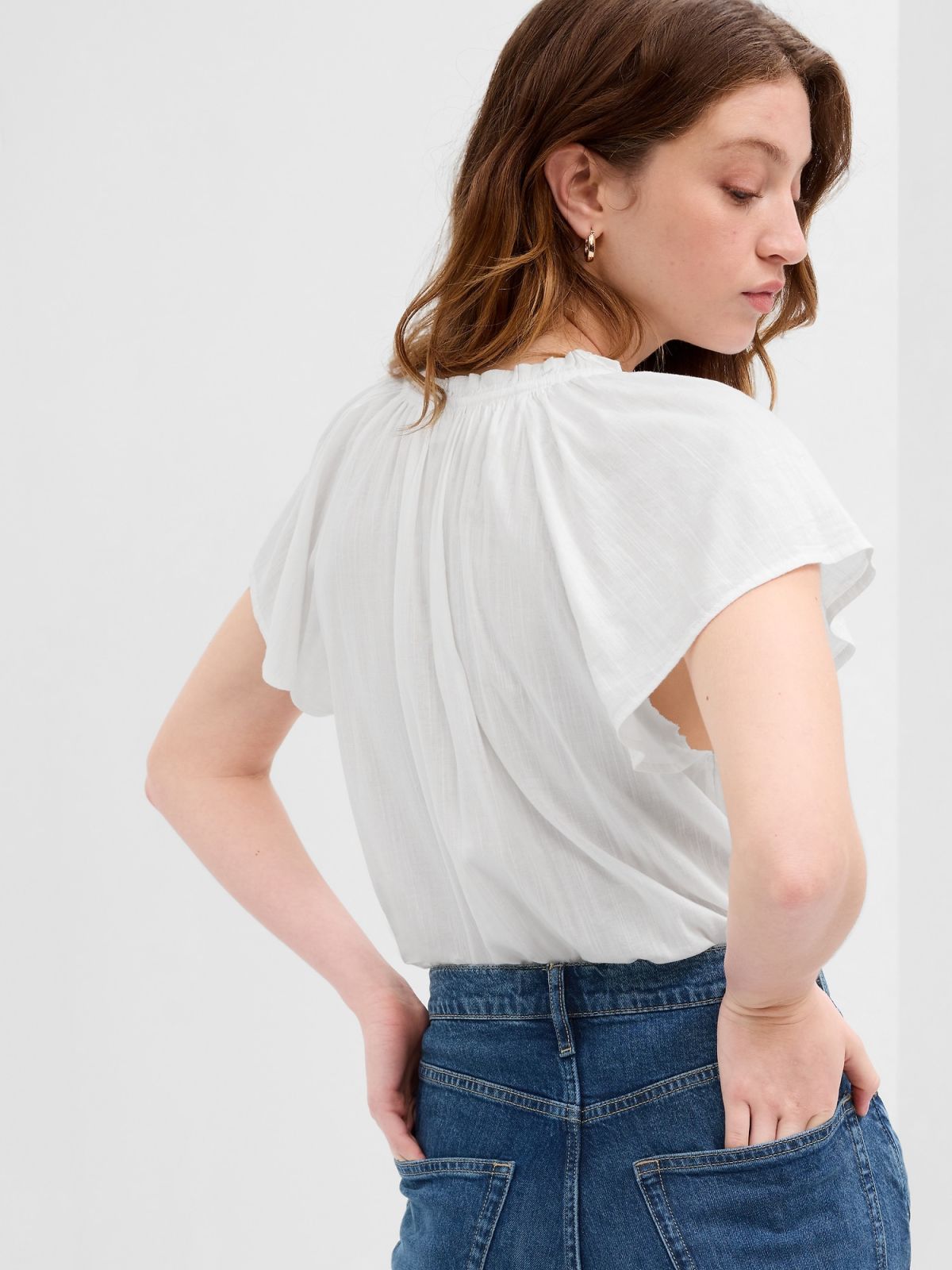 Splitneck Flutter Sleeve Τοπ-663040001