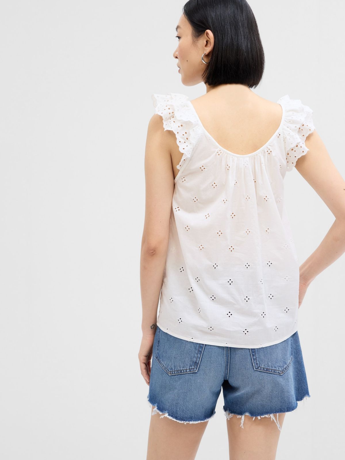 Eyelet Scoopneck Top-663061001