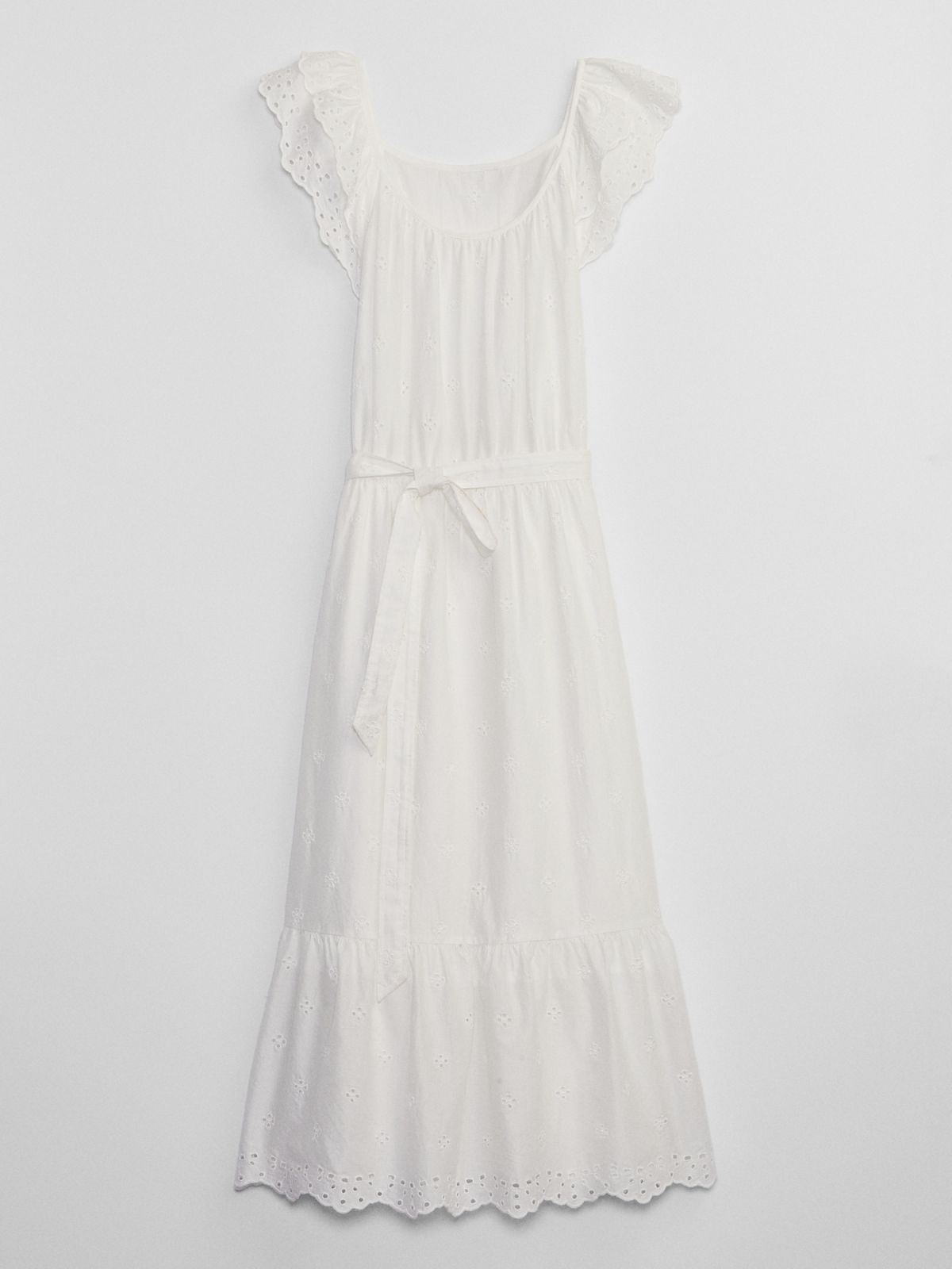 Eyelet Flutter Sleeve Midi Φόρεμα-659677000