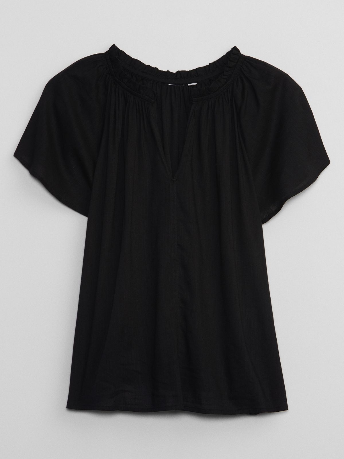 Μαύρο Splitneck Flutter Sleeve Τοπ-663040002