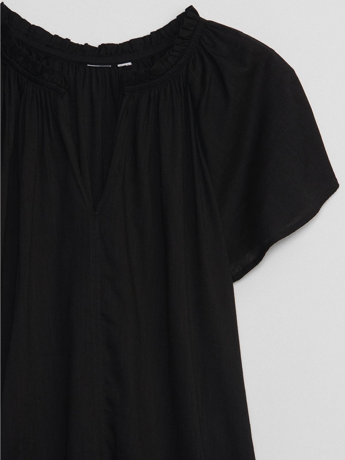 Μαύρο Splitneck Flutter Sleeve Τοπ-663040002