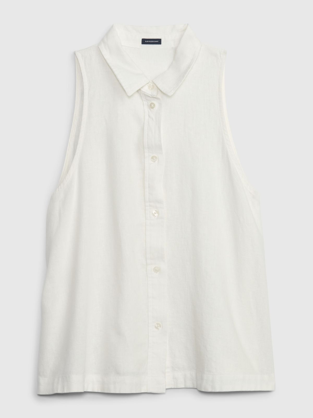 Άσπρο Linen-Blend Πουκάμισο-626349001