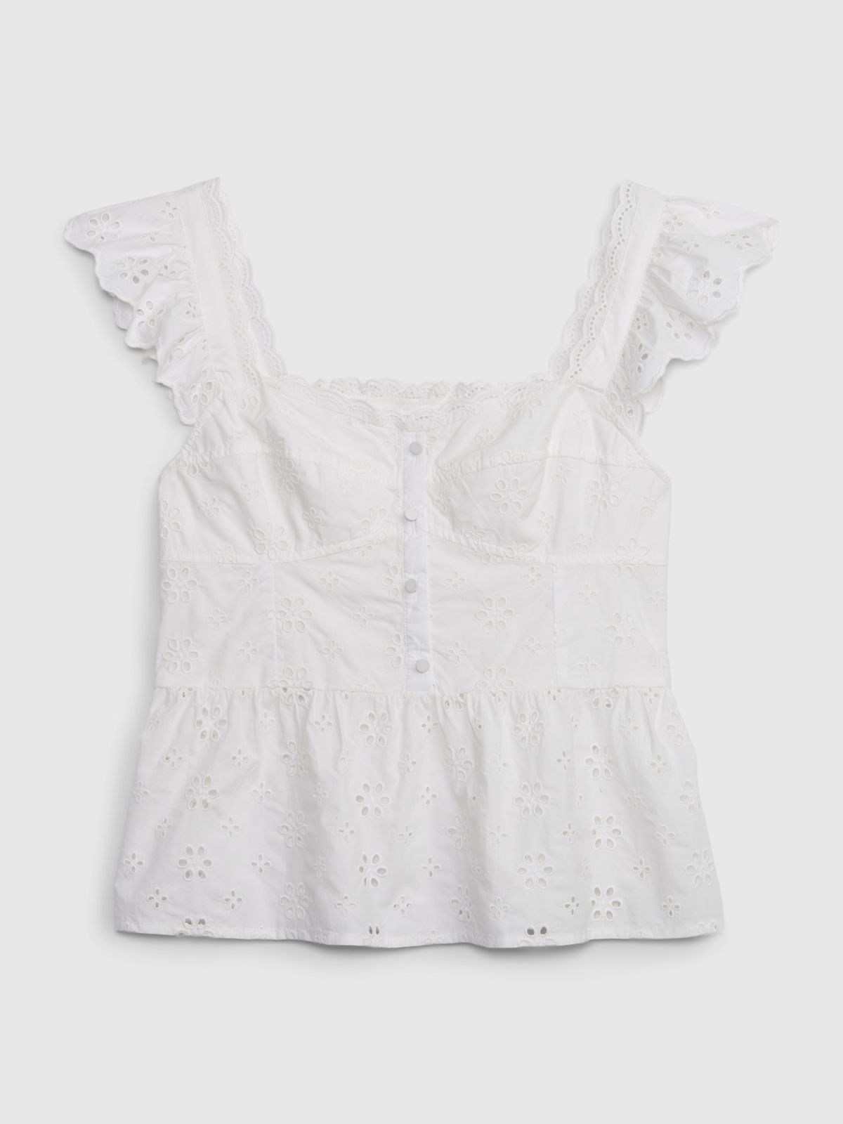 Άσπρο Eyelet Corset Peplum Top-665485000