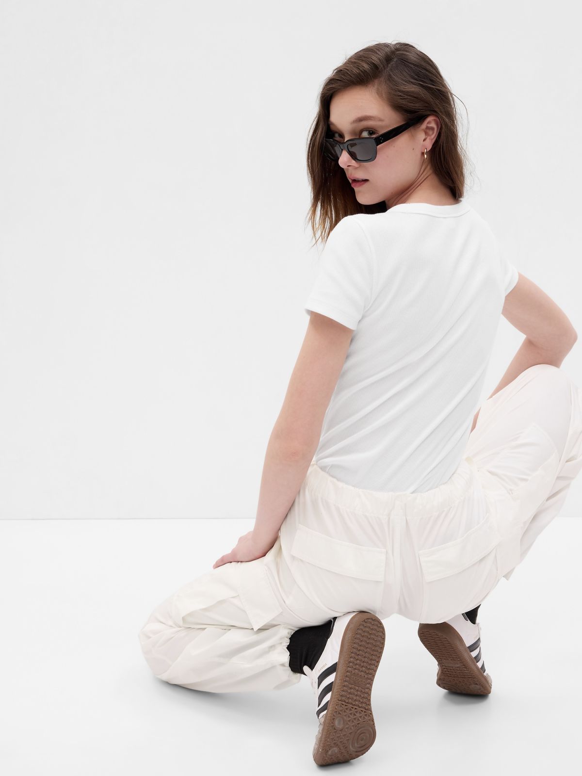 Άσπρη Fitted Ribbed Μπλούζα-635864000