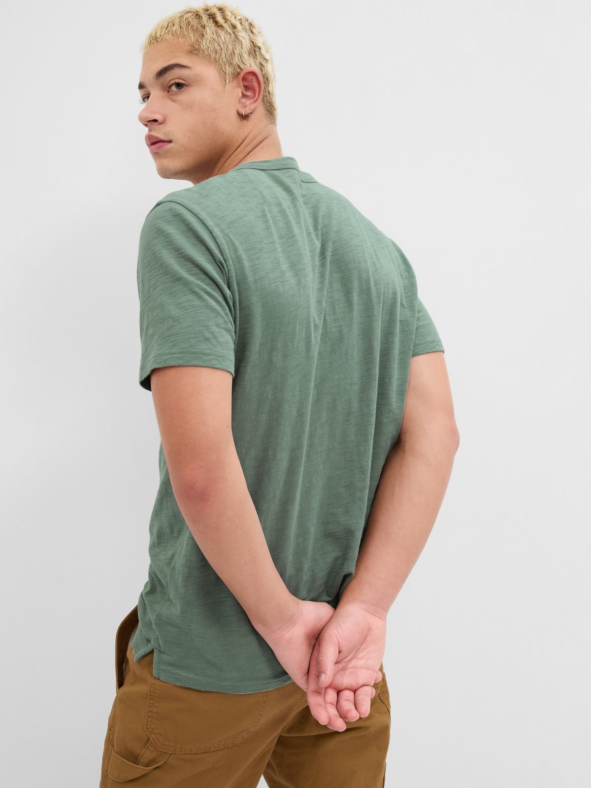 Πράσινη Lived-In Henley Μπλούζα-599264008