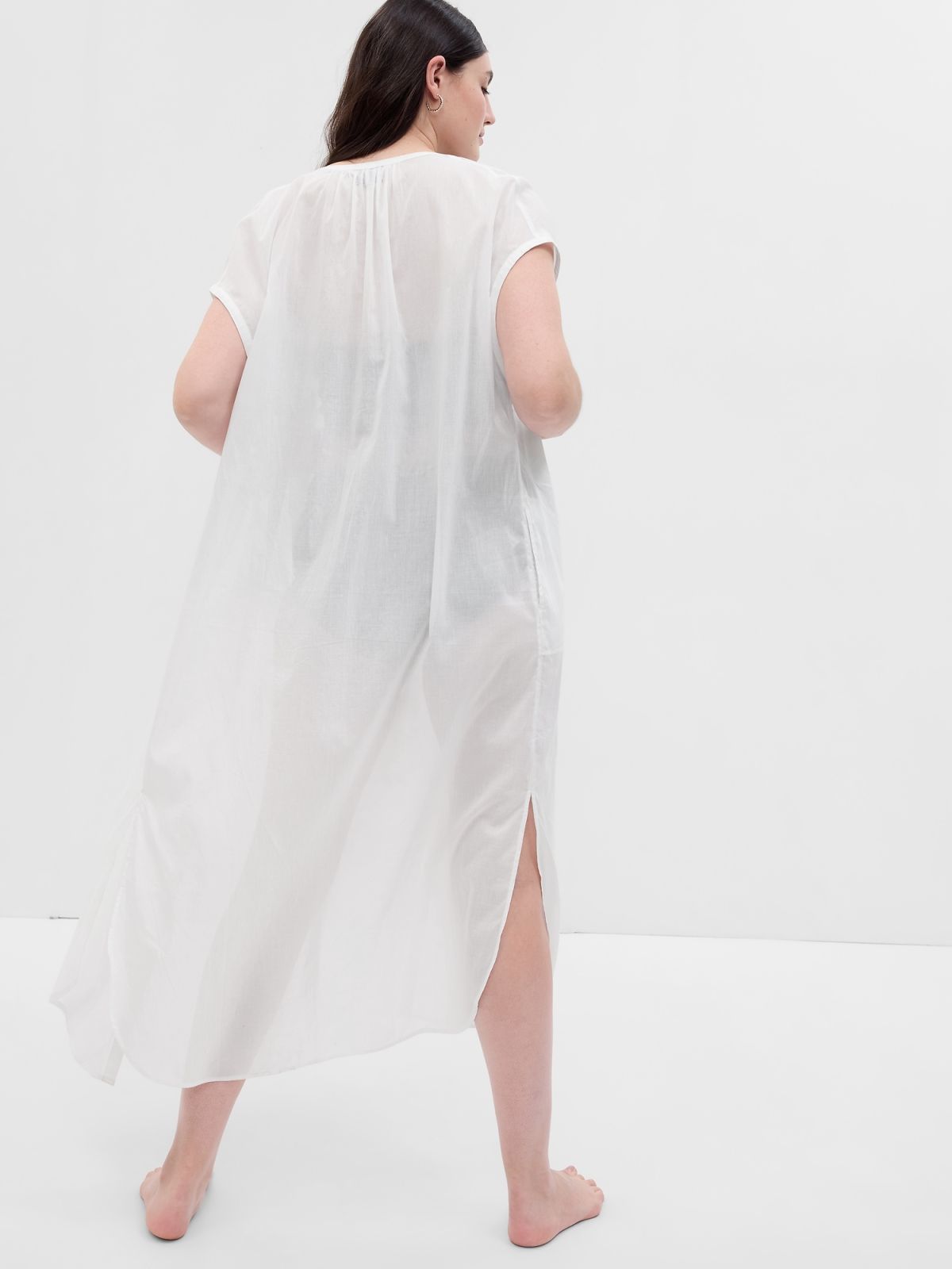 Άσπρο Voile Dolman Πουκάμισο Φόρεμα-753580003