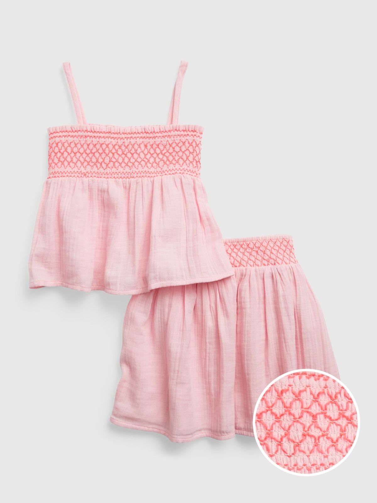 Toddler Crinkle Gauze Smocked Outfit Set-662134001