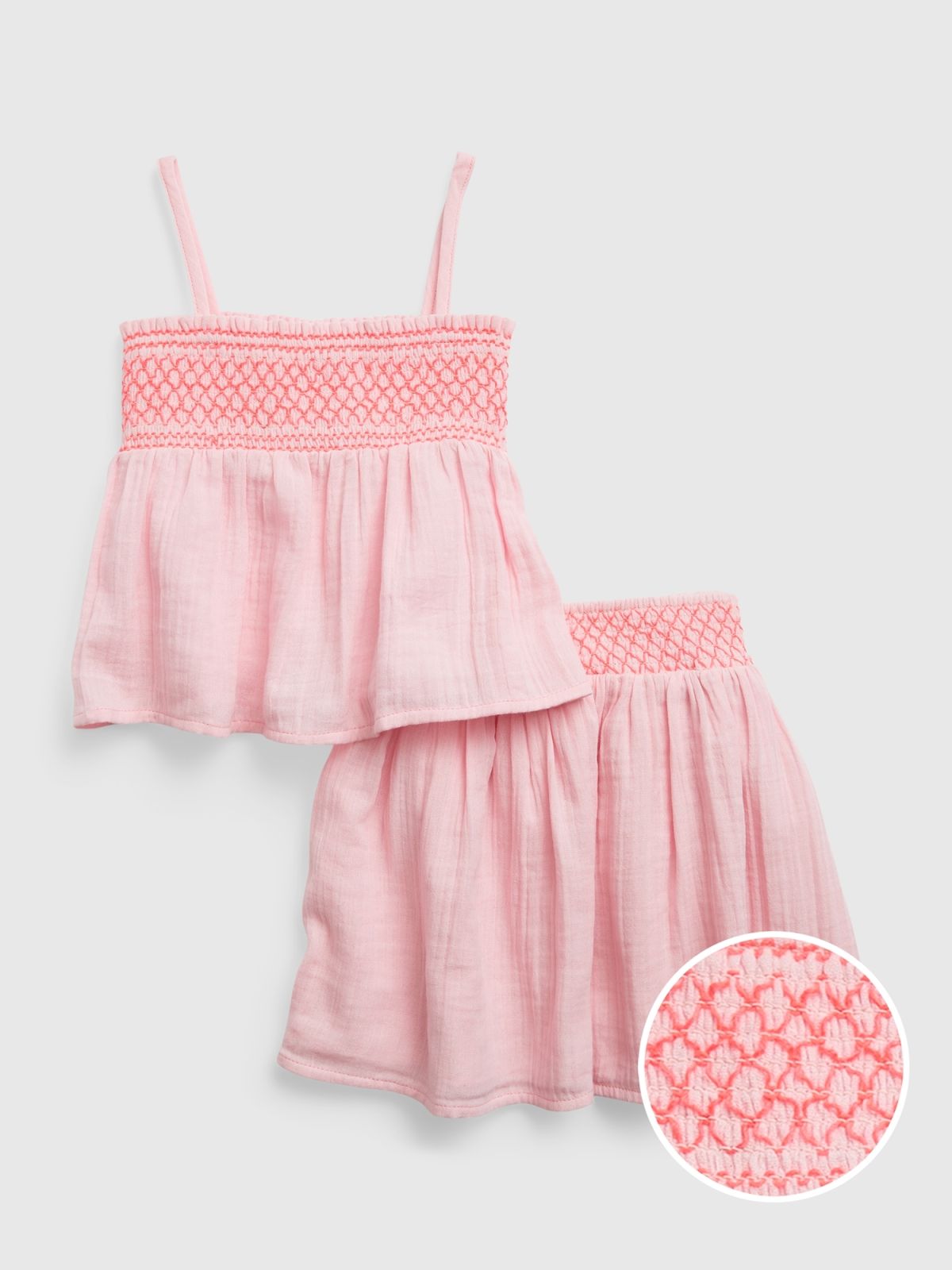 Toddler Crinkle Gauze Smocked Outfit Set-662134001