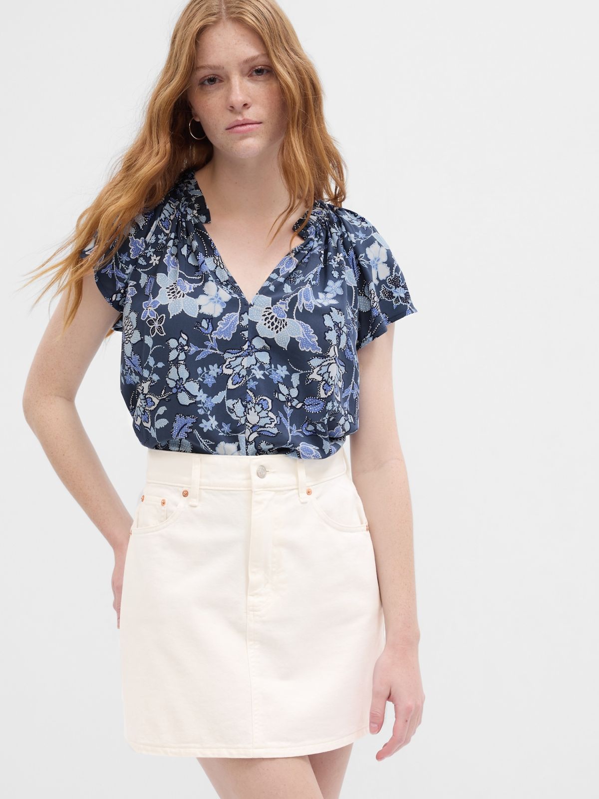 Relaxed Print Splitneck Top-663015001
