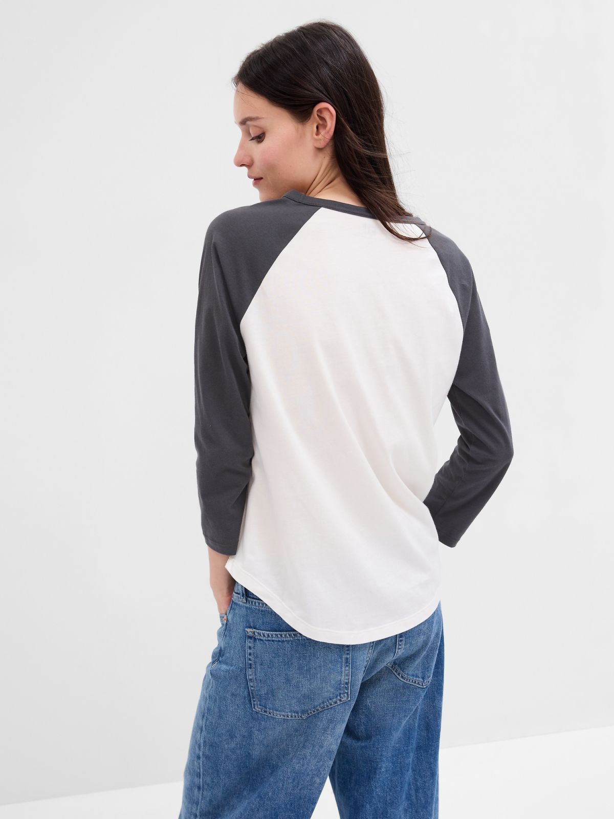 Γκρι Gap Capsule Logo Raglan Μπλούζα-661029003