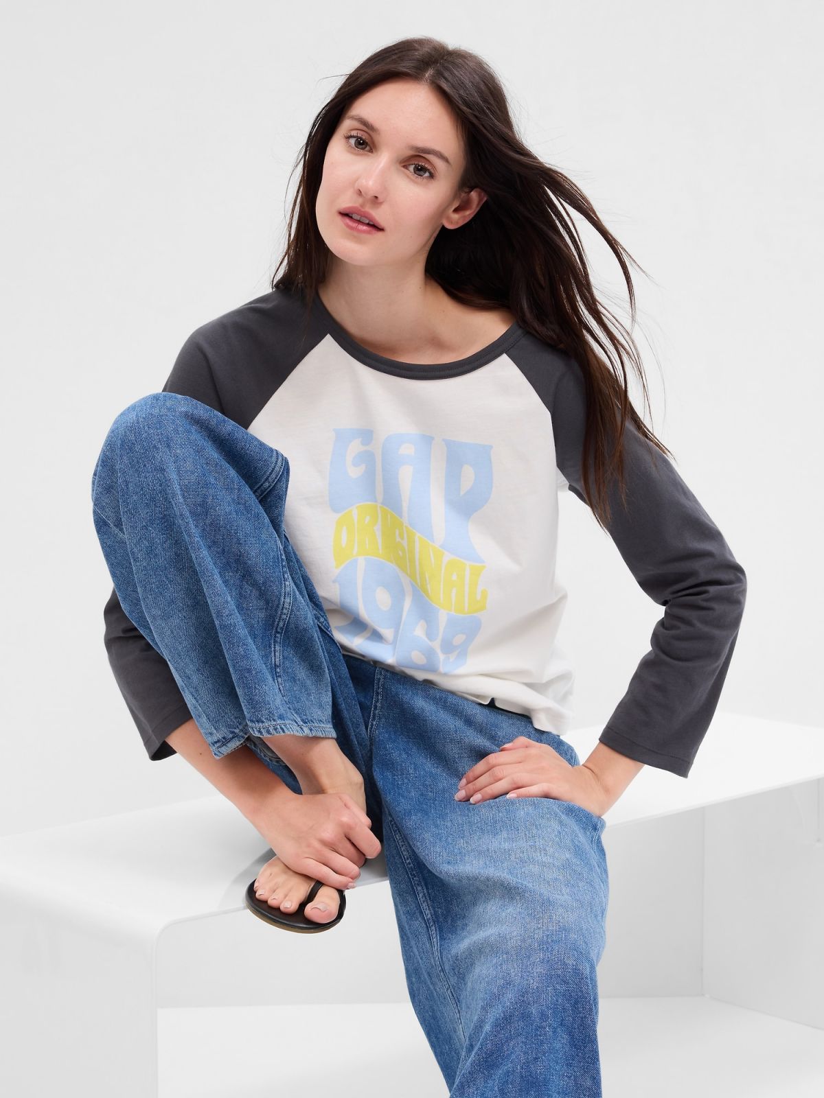 Γκρι Gap Capsule Logo Raglan Μπλούζα-661029003