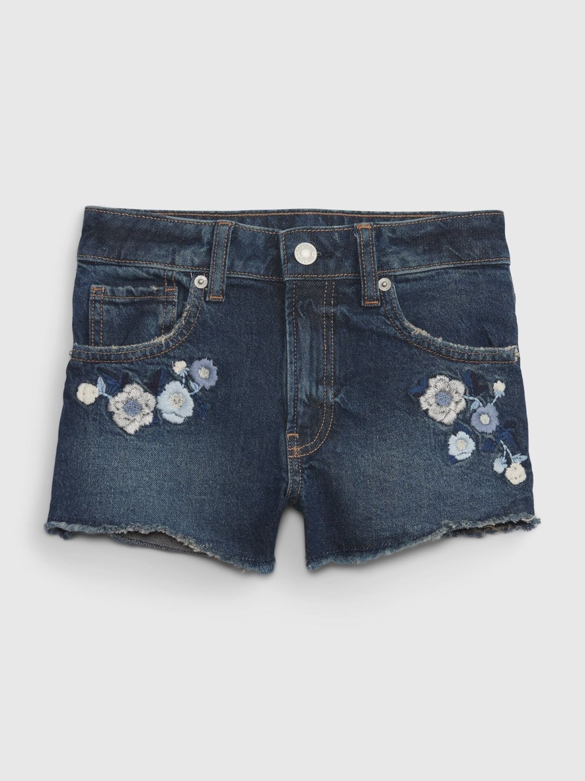 Kids High Rise Embroidered Shortie Shorts-601037000
