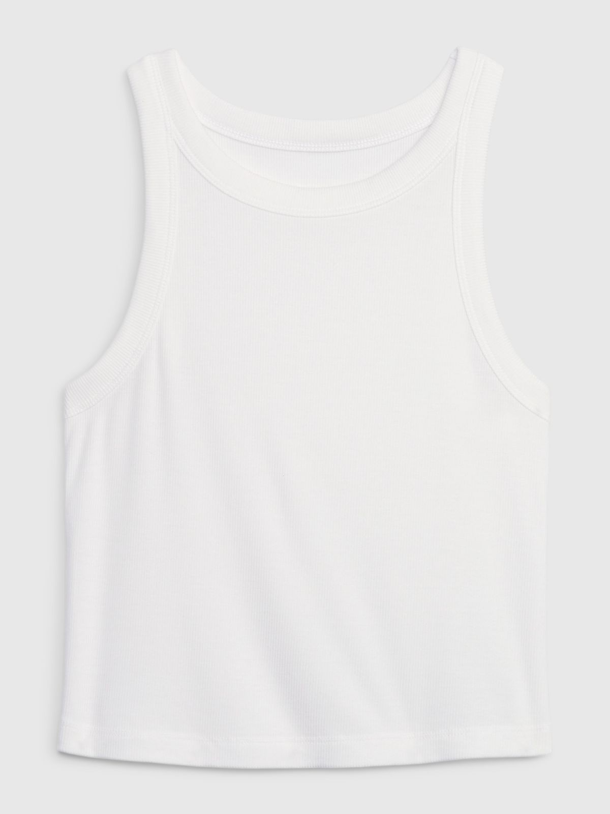 Άσπρο Mini Rib Cropped Halter Αμάνικο Τοπ-627301001