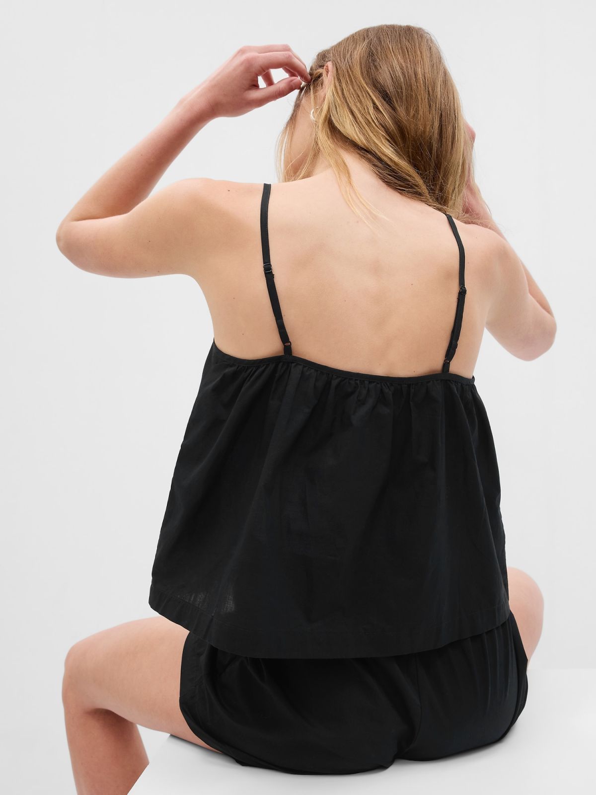 Μαύρο Βαμβάκερο Αμάνικο Τοπ Πυτζάμα-667189002