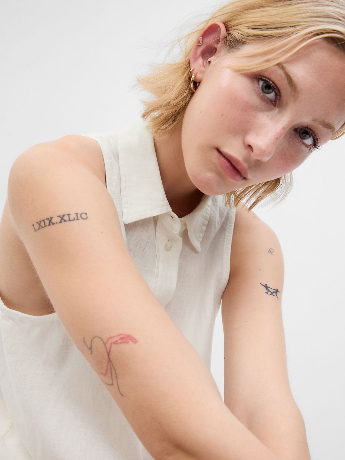 Άσπρο Linen-Blend Πουκάμισο-626349001