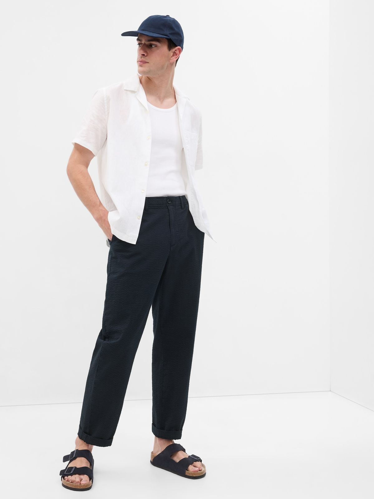 Lightweight Seersucker Pants with E-Waist-626181000