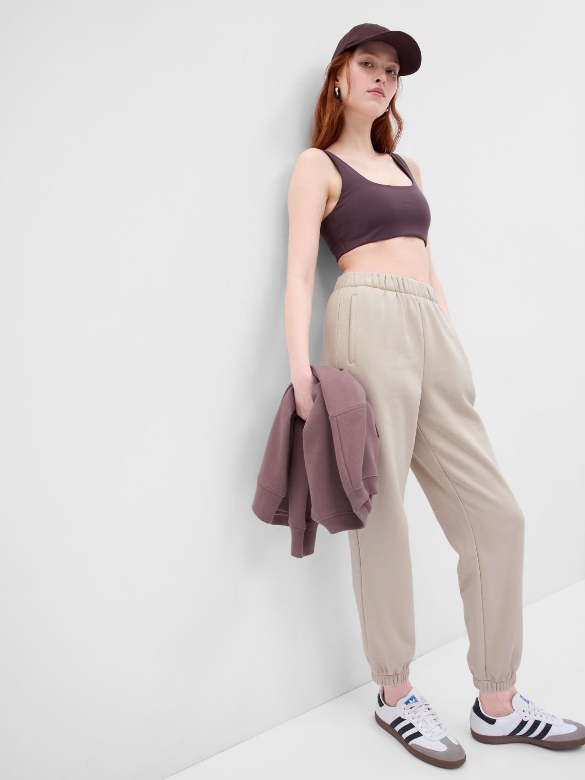 Μπεζ High Rise Boyfriend Jogger Παντελόνι-765568003