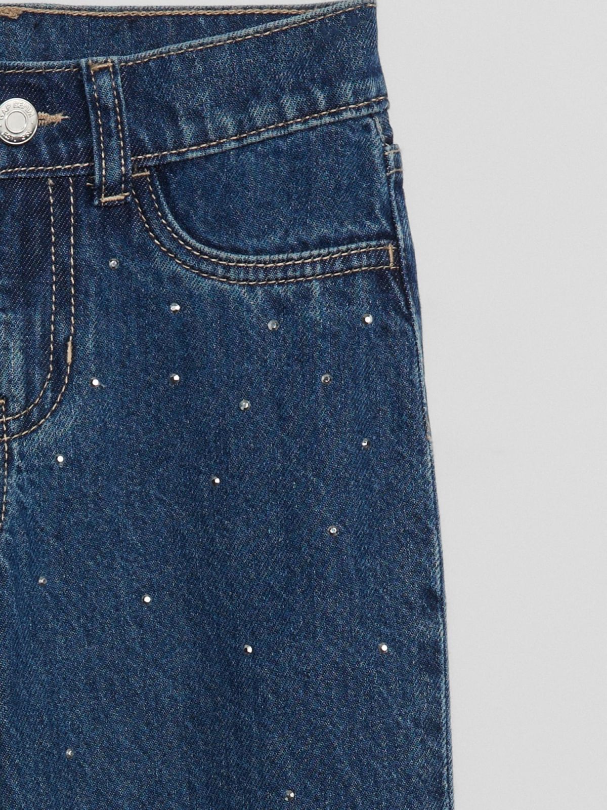 Μπλε Παιδικό Mid Rise Straight Rhinestone Jean Παντελόνι με Washwell-776045000