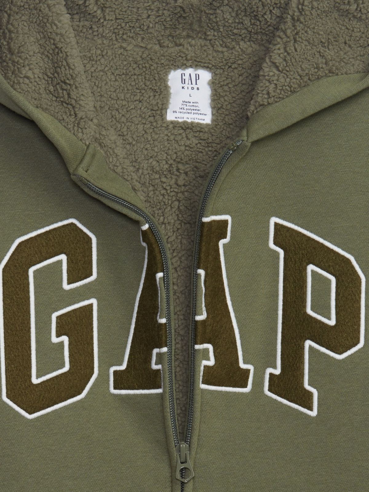 Πράσινο Παιδικό Gap Logo Sherpa-Lined Zip Φούτερ-726332002
