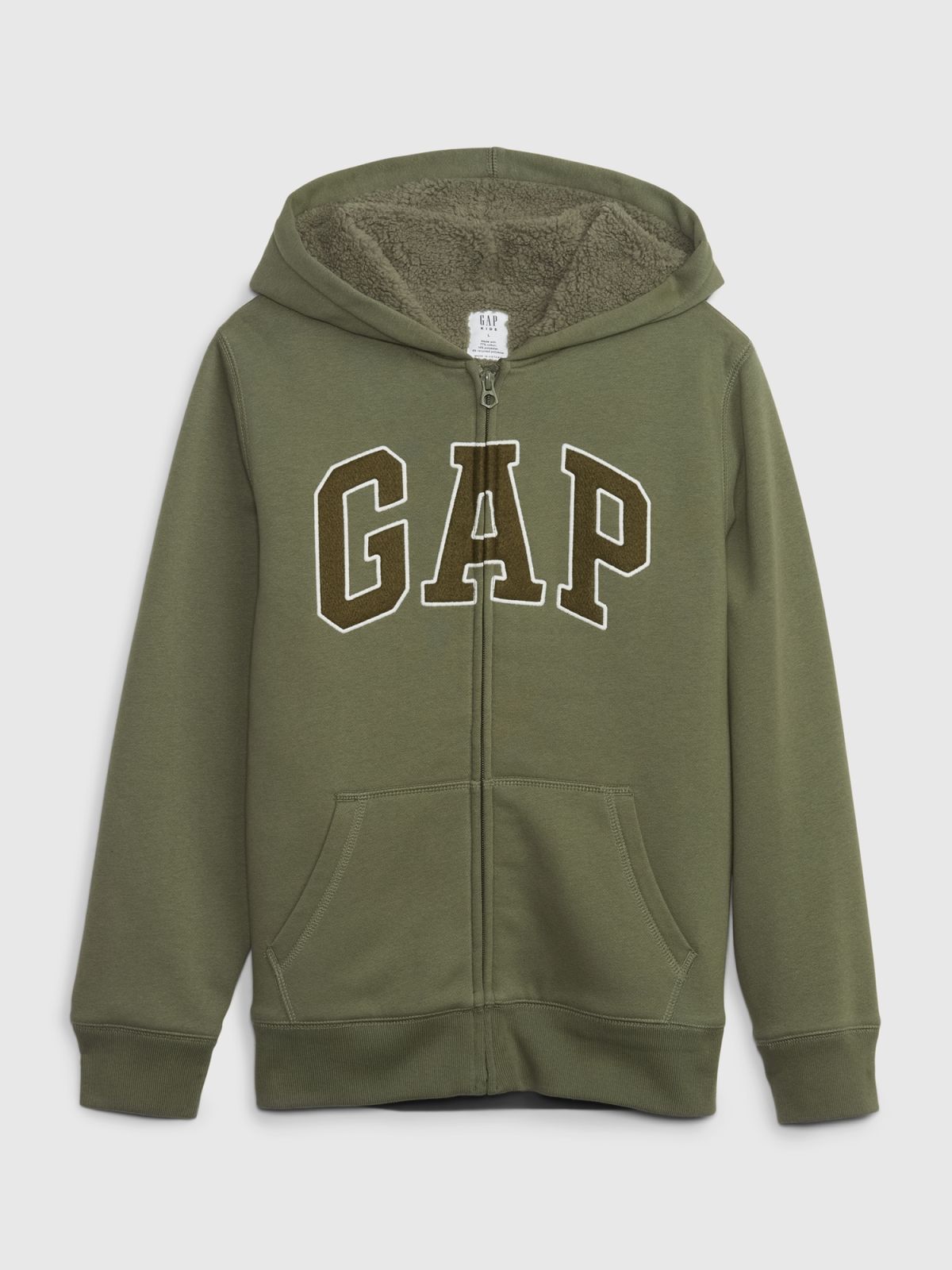 Πράσινο Παιδικό Gap Logo Sherpa-Lined Zip Φούτερ-726332002