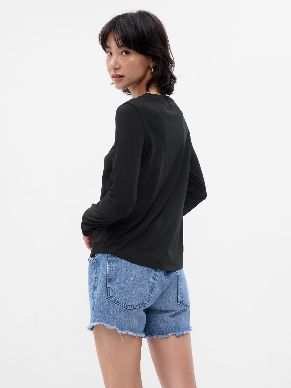 Μαύρη 100% Οργανικό Βαμβάκι Vintage Crewneck Μπλούζα-757750005
