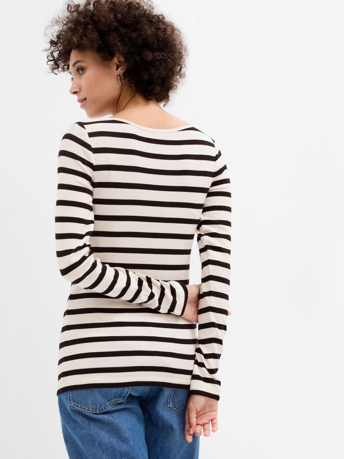 Μαύρη Boatneck Ριγέ Μπλούζα-797732001
