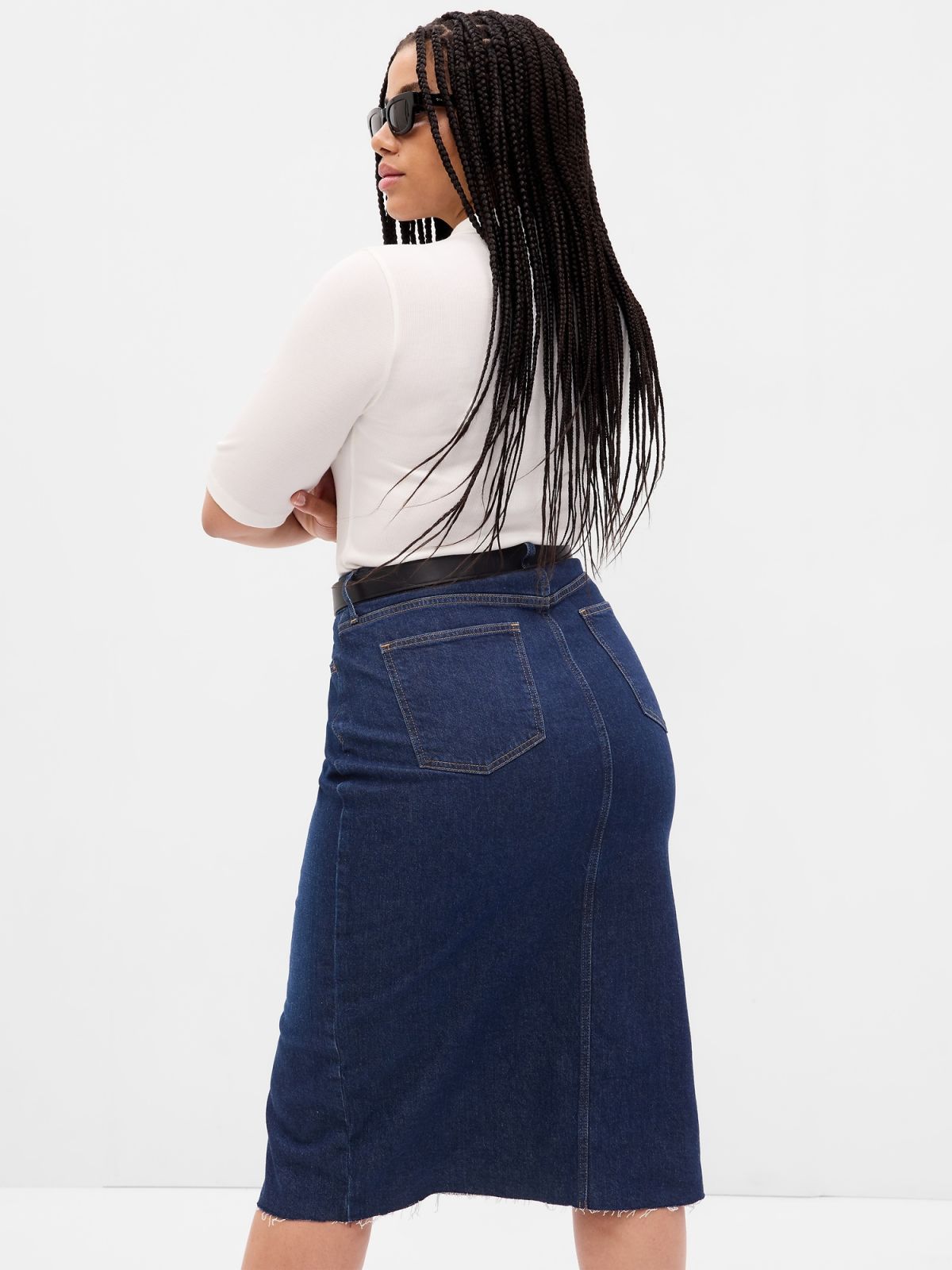 Άσπρη Mini Rib Mockneck Μπλούζα-794339001