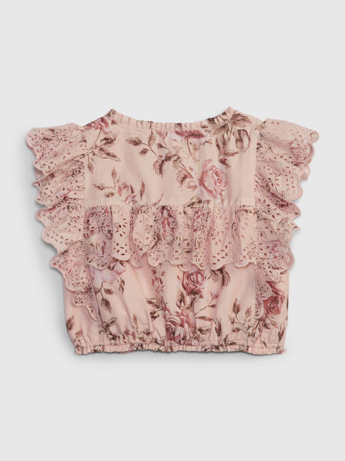 Ροζ Gap × LoveShackFancy Παιδικό Φλοράλ Ruffle Button-Front Τοπ-786979000