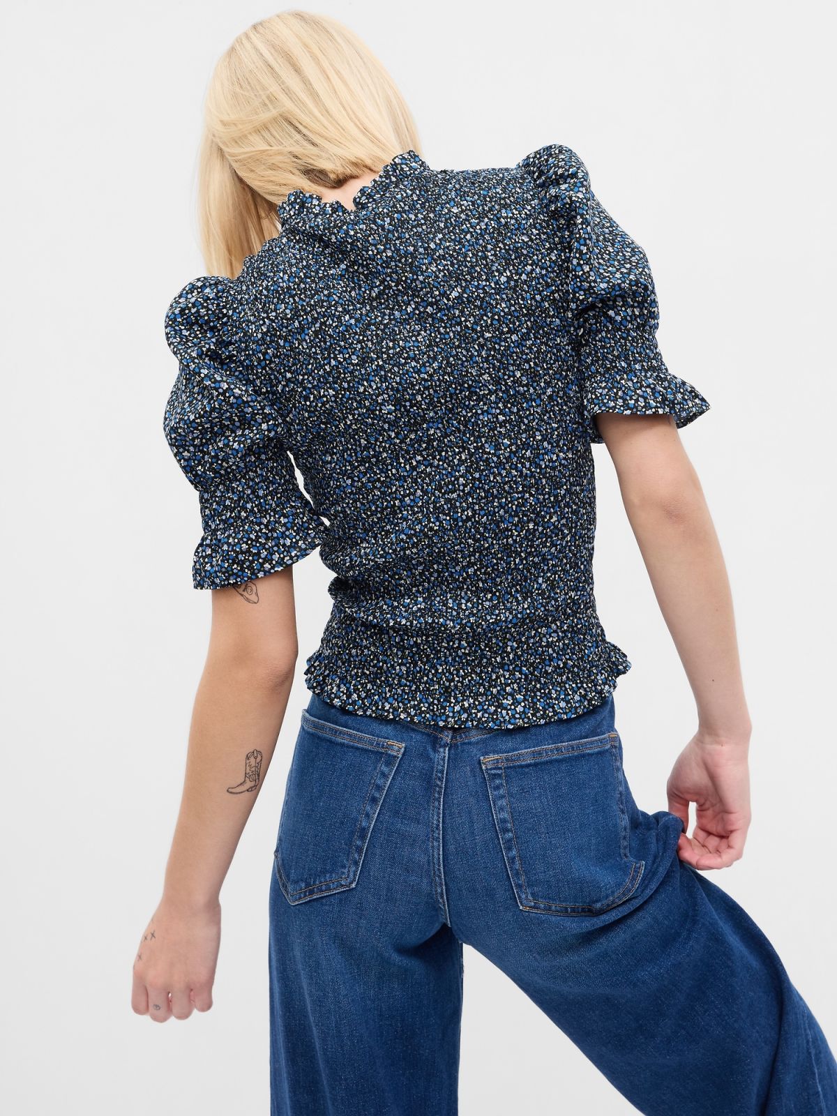 Smocked Puff Sleeve Top-742665000